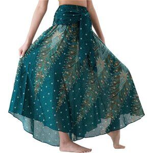 Long Skirts for Women Peacock Green
